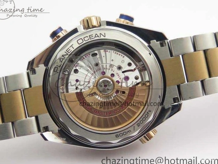 0412 Seamaster Pro Chrono SS RG OM Best Edition Blue Ceramic Blue Dial On SS RG Bracelet A Snug 8129